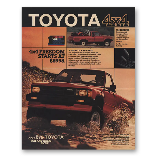 1986 Toyota Trucks Pursuit of Happiness Vintage Magazine Print Ad