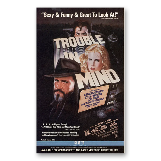 1986 Trouble In Mind Movie Promo Kristofferson Carradine and Singer Vintage Magazine Print Ad