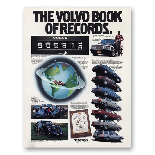 1986 Volvo Book of Records Vintage Magazine Print Ad