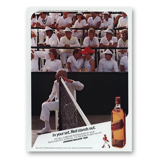 1986 Johnnie Walker Red Label Your Set Red Stands Out Tennis Vintage Magazine Print Ad