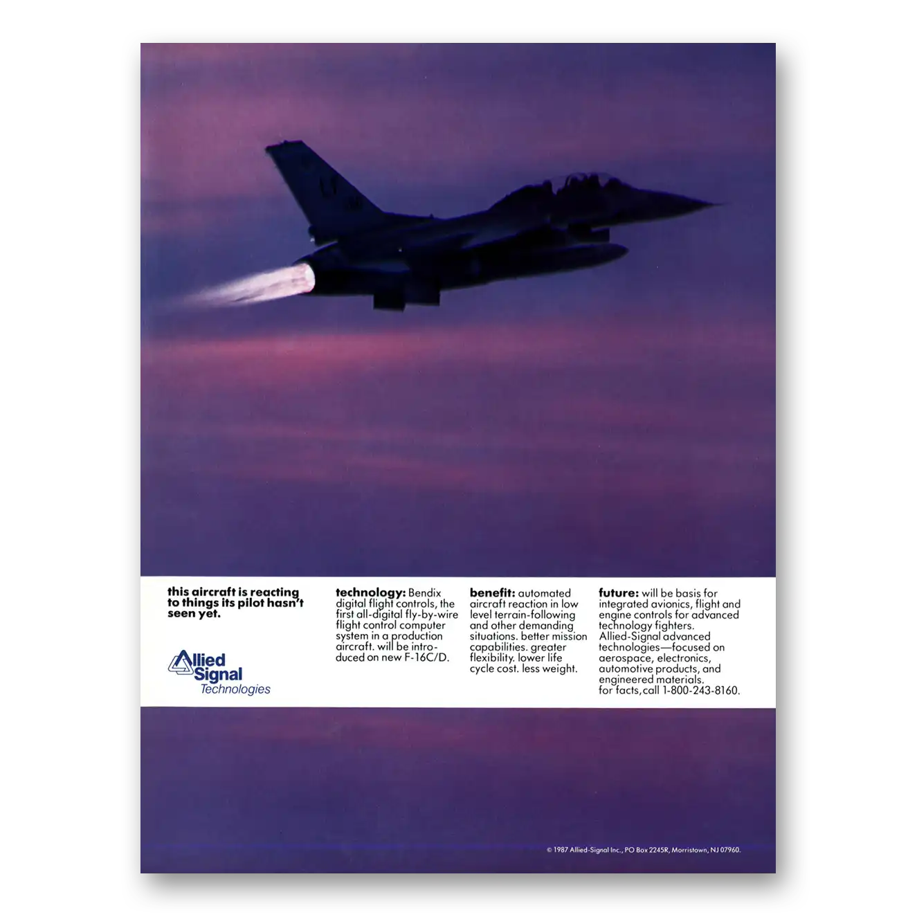 1987 Allied Signal Things Its Pilot Hasn’t Seen Yet Vintage Magazine Print Ad