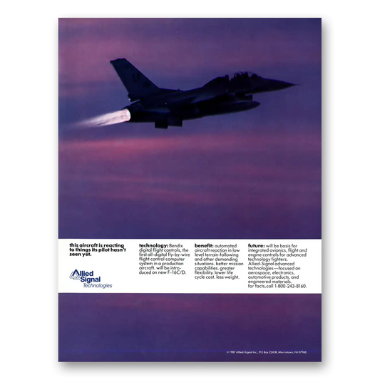 1987 Allied Signal Things Its Pilot Hasn’t Seen Yet Vintage Magazine Print Ad