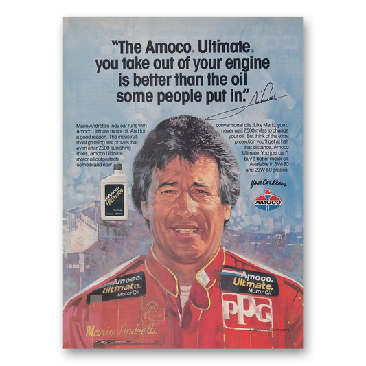 1987 Amoco Ultimate Mario Andretti Vintage Magazine Print Ad