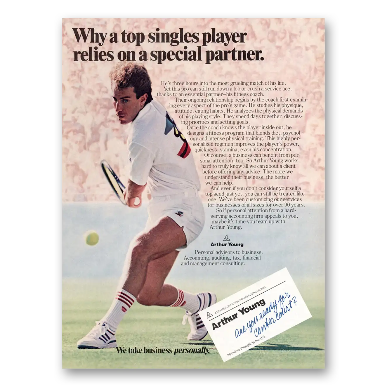 1987 Arthur Young Top Singles Players Relies On a Special Partner Vintage Magazine Print Ad