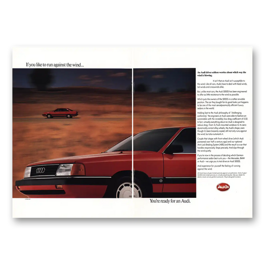 1987 Audi Run Against the Wind Vintage Magazine Print Ad