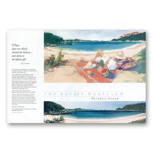 1987 Bays of Huatulco Paradise Island Where Days Row Slowly Vintage Magazine Print Ad