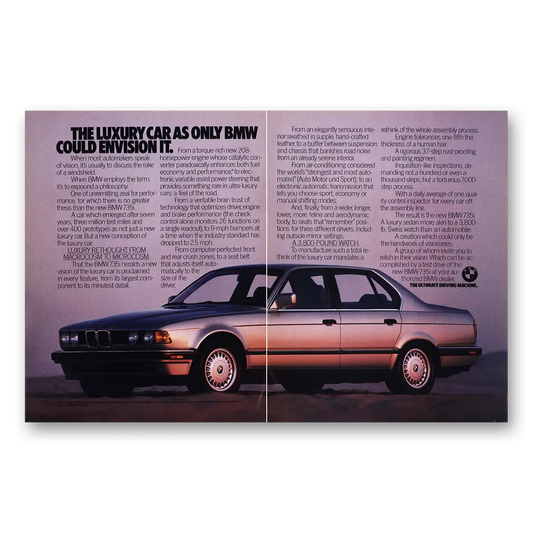 1987 BMW 7 Series Only BMW Could Envision It Vintage Magazine Print Ad