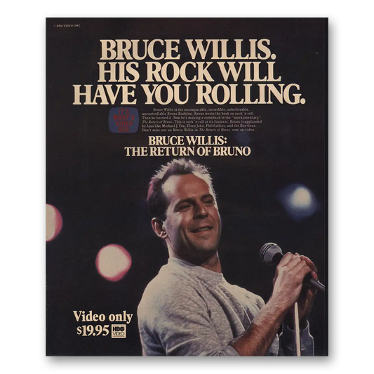 1987 Bruce Willis Promo Return of Bruno Vintage Magazine Print Ad