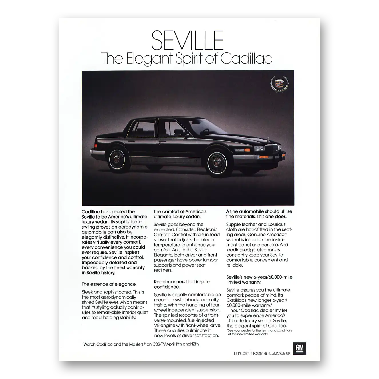 1987 Cadillac Seville Elegant Spirit of Cadillac Vintage Magazine Print Ad