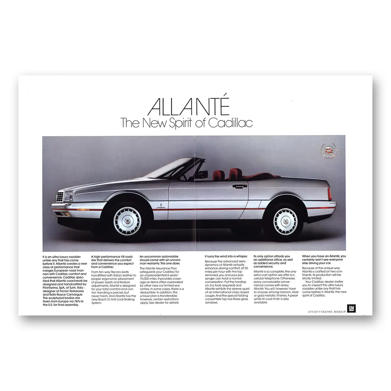 1987 Cadillac Allante Conceived and Commissioned Vintage Magazine Print Ad