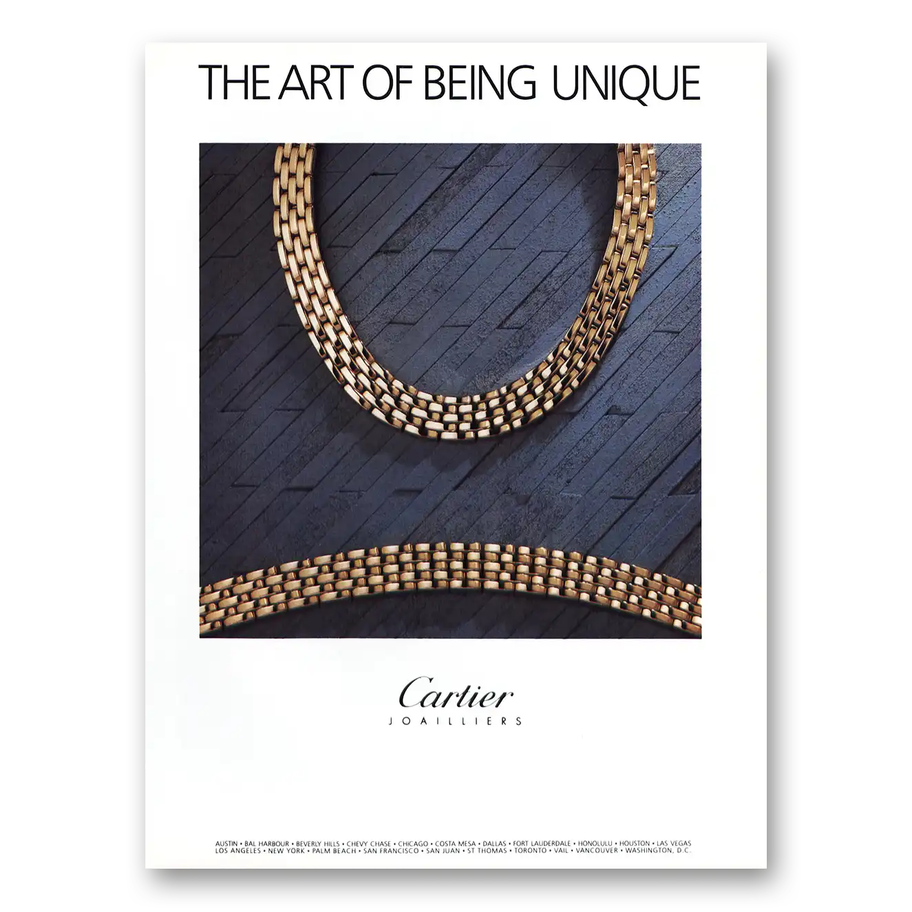 1987 Cartier Joailliers The Art of Being Unique Vintage Magazine Print Ad