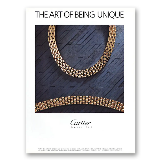 1987 Cartier Joailliers The Art of Being Unique Vintage Magazine Print Ad