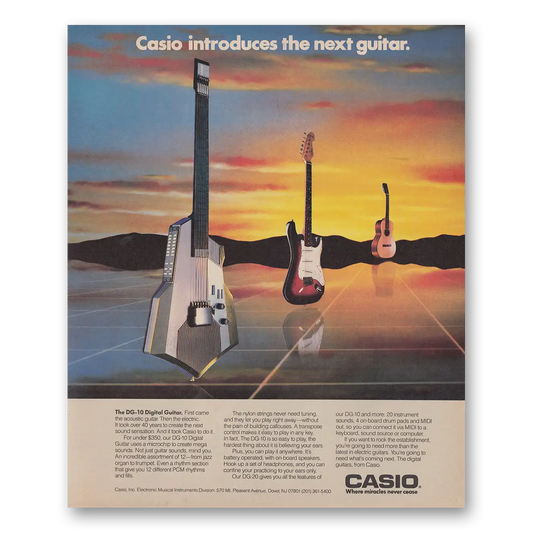 1987 Casio Electronic Instruments Introduces the Next Guitar Vintage Magazine Print Ad