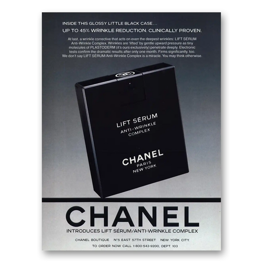 1987 Chanel Lift Serum Glossy Little Black Case Lift Serum Vintage Magazine Print Ad