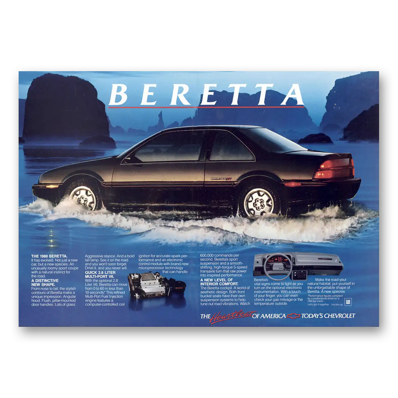 1987 Chevrolet Beretta New Species Vintage Magazine Print Ad