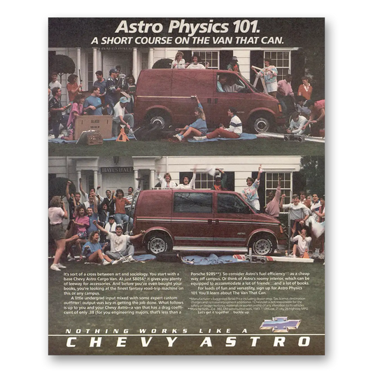 1986 Chevrolet Astro Van Physics 101 Vintage Magazine Print Ad