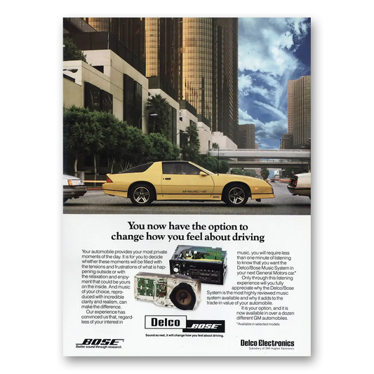 1987 Delco Auto Radio Chevrolet IROC Z Option to Change Vintage Magazine Print Ad