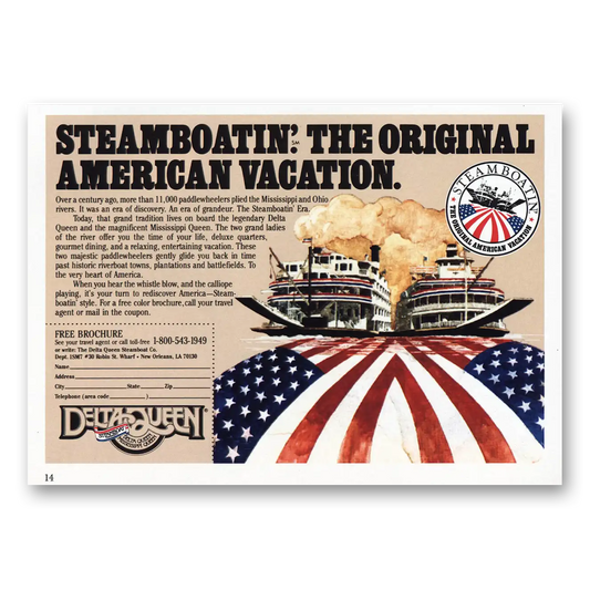 1987 Delta Queen Steamboat Steamboatin Vintage Magazine Print Ad