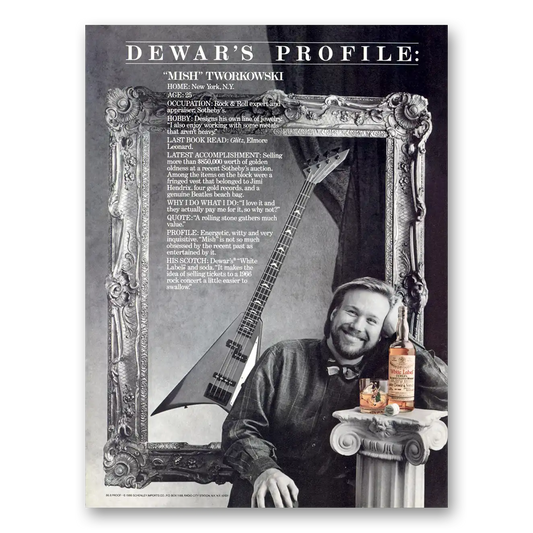 1987 Dewars White Label Mish Tworkowski Vintage Magazine Print Ad