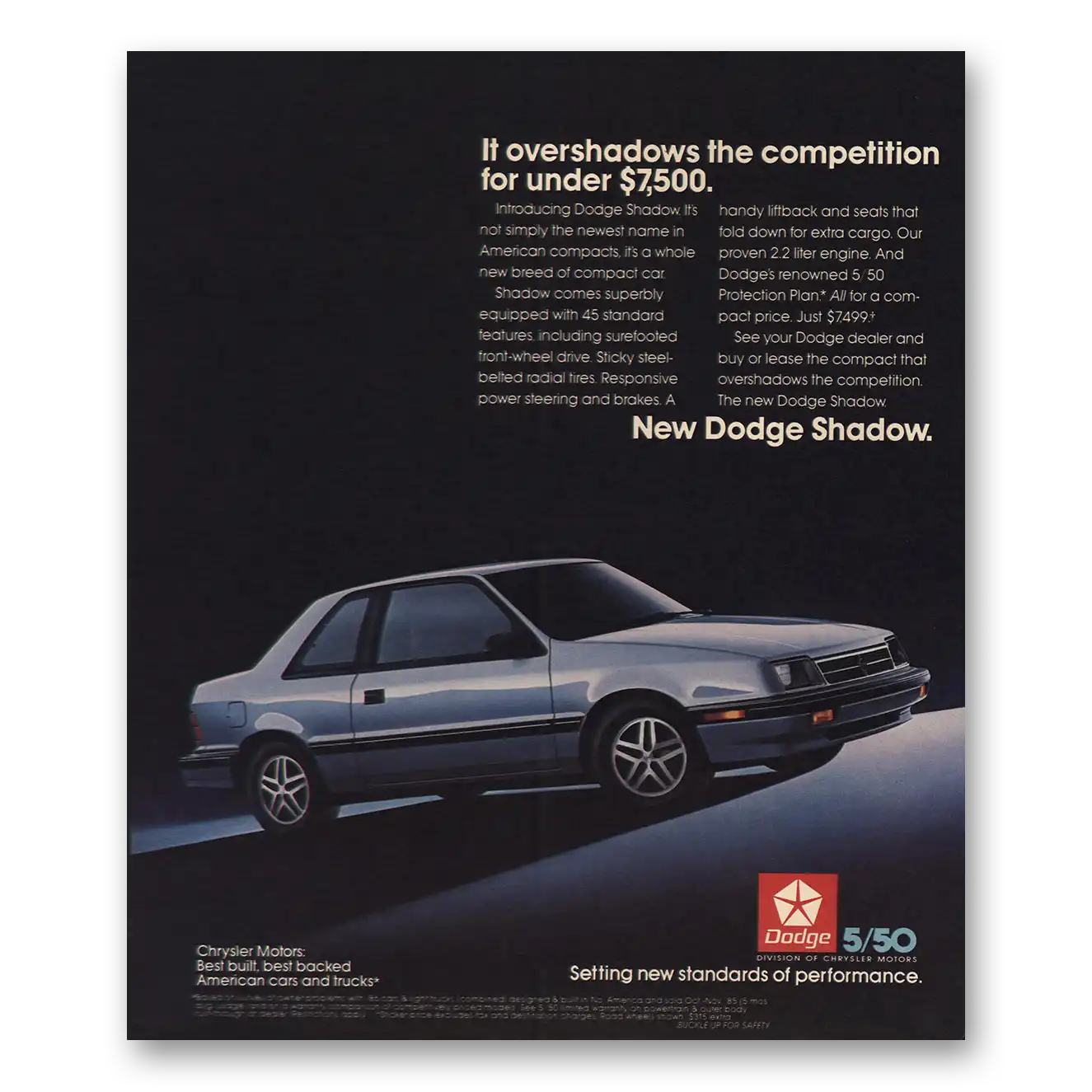 1986 Dodge Shadow Overshadows the Competition Vintage Magazine Print Ad