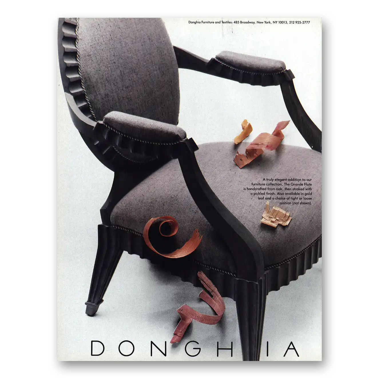 1987 Donghia Furniture Grande Flute Chair Vintage Magazine Print Ad