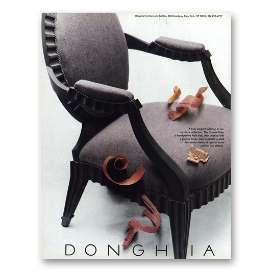 1987 Donghia Furniture Grande Flute Chair Vintage Magazine Print Ad