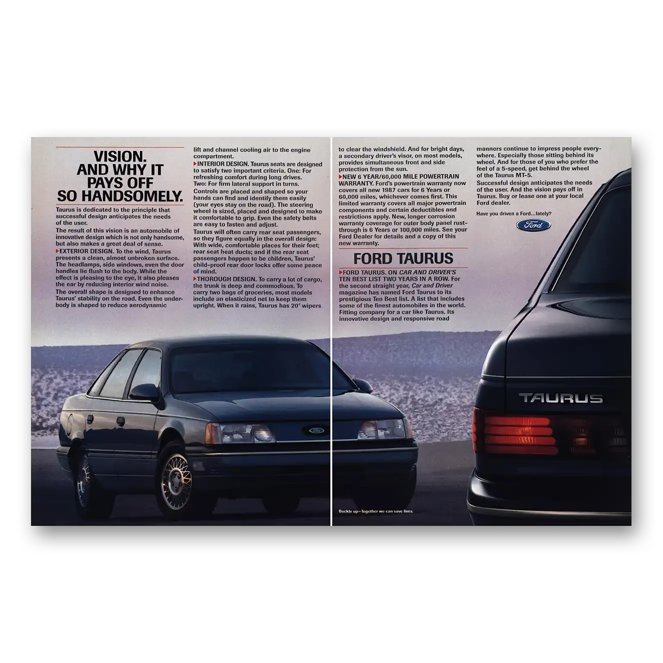 1987 Ford Taurus Vision Why It Pays Off Handsomely Vintage Magazine Print Ad