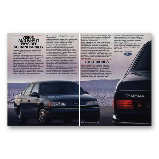 1987 Ford Taurus Vision Why It Pays Off Handsomely Vintage Magazine Print Ad