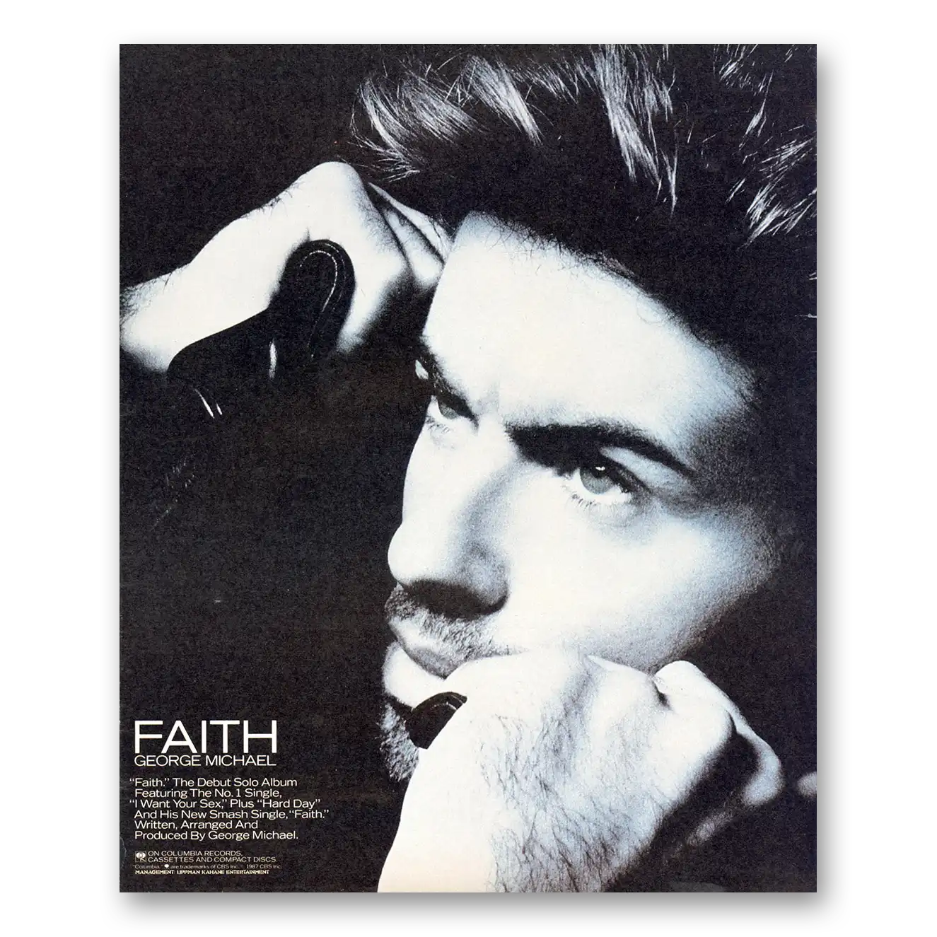 1987 George Michael Promo Faith Vintage Magazine Print Ad