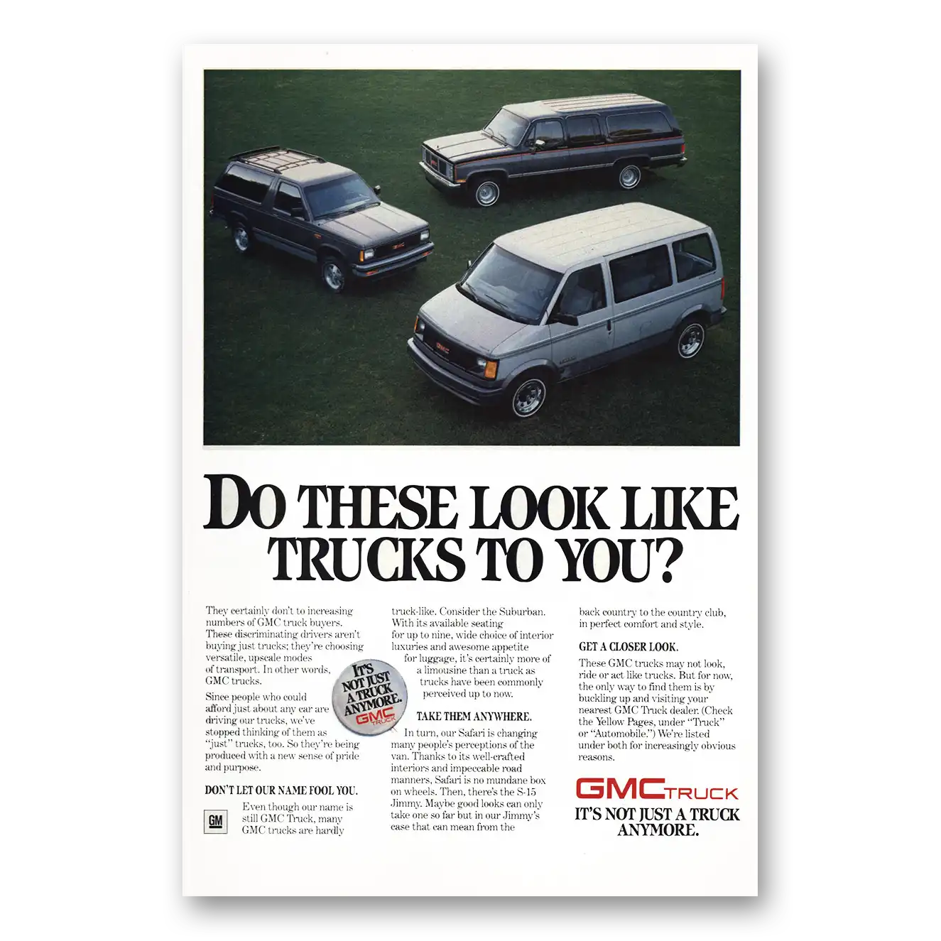 1987 GMC Trucks Look Like Trucks Vintage Magazine Print Ad