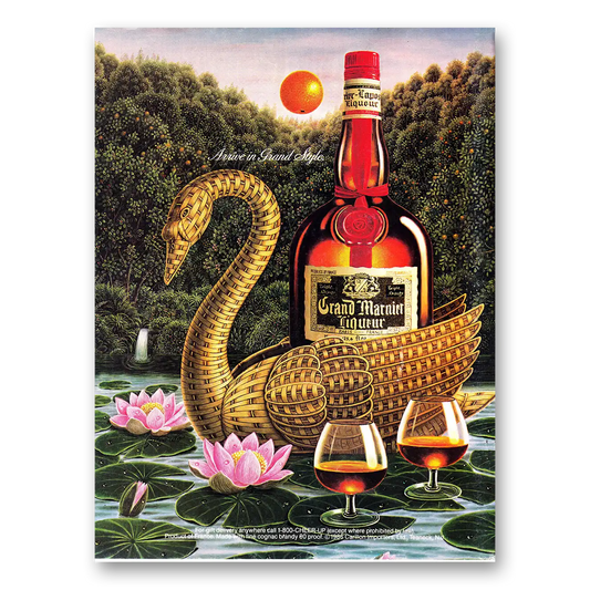 1987 Grand Marnier Arrive in Grand Style Swan Vintage Magazine Print Ad