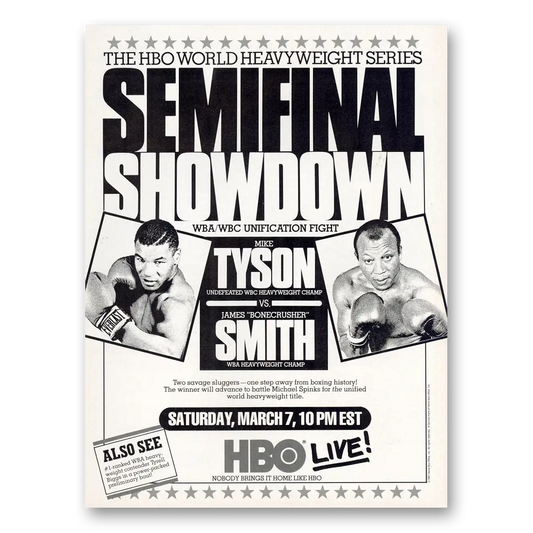 1987 HBO Semifinal Showdown Tyson Vs Smith Vintage Magazine Print Ad