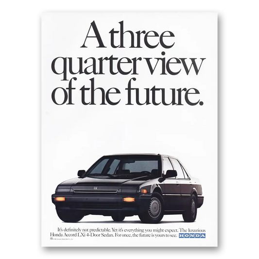 1987 Honda Accord Lxi Three Quarter View of the Future Vintage Magazine Print Ad