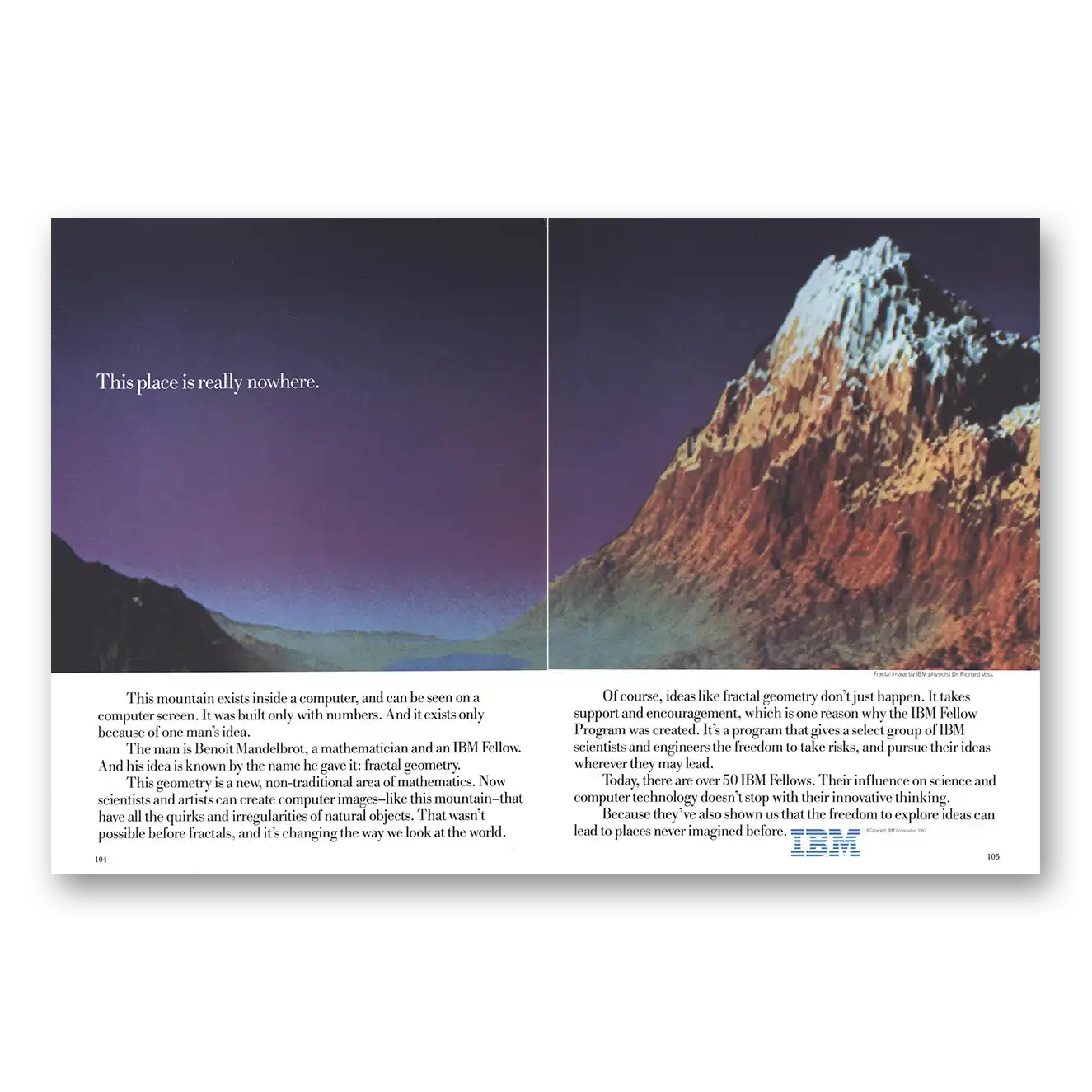 1987 IBM Computers Mandelbrot Place Is Really Nowhere Vintage Magazine Print Ad