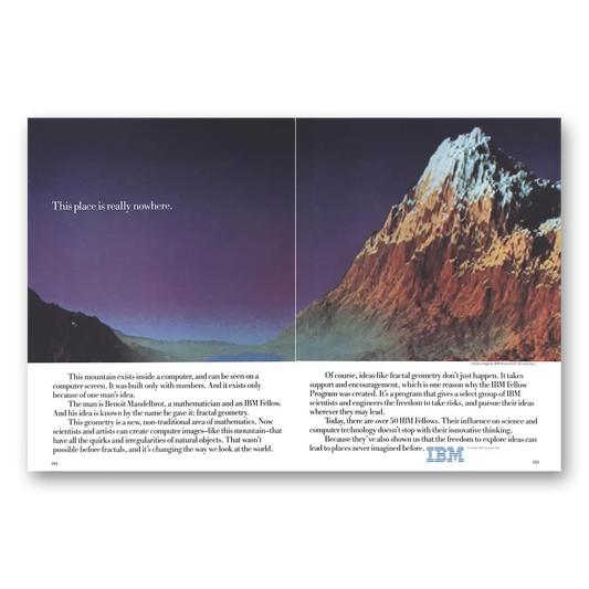 1987 IBM Computers Mandelbrot Place Is Really Nowhere Vintage Magazine Print Ad