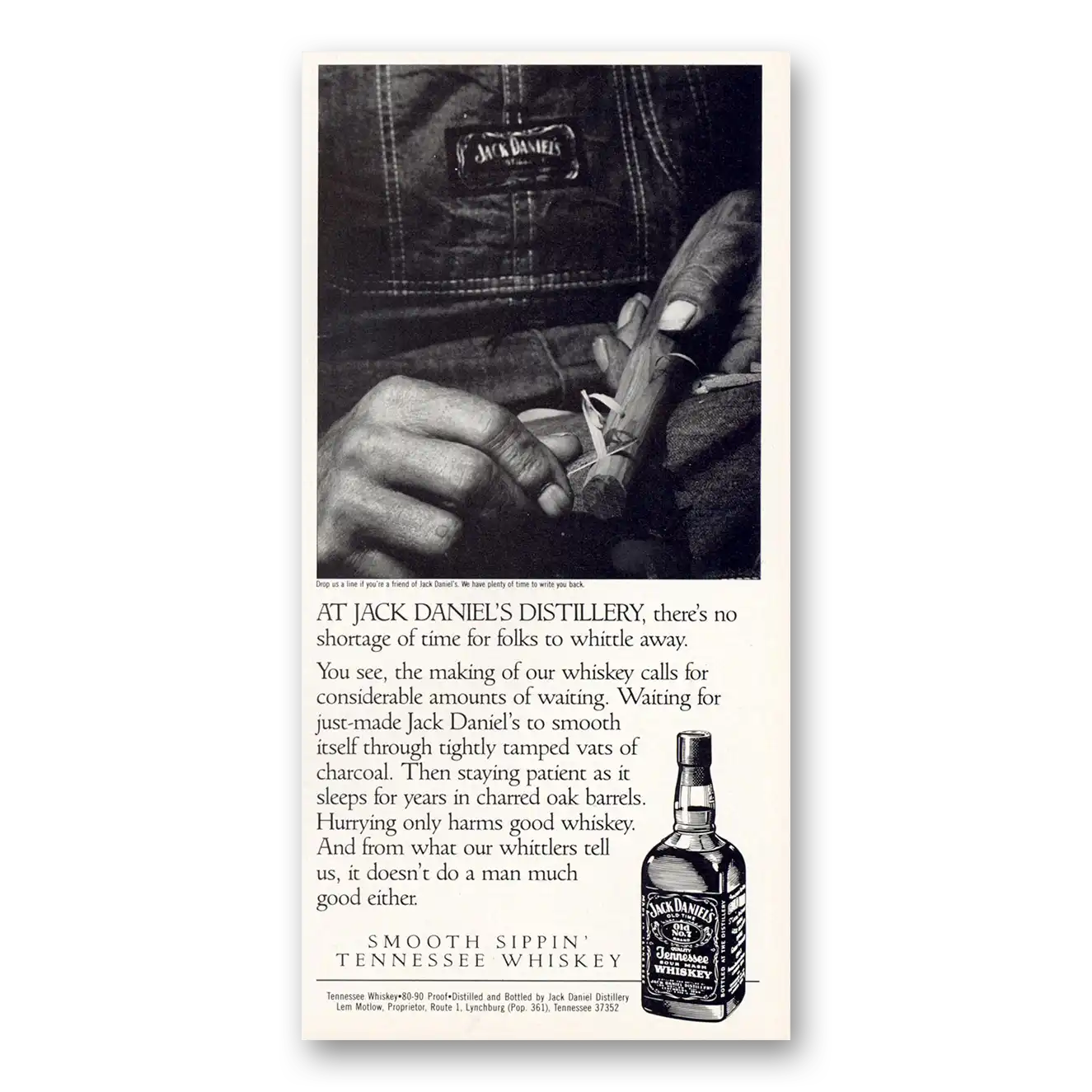 1987 Jack Daniels Folks To Whittle Away Vintage Magazine Print Ad