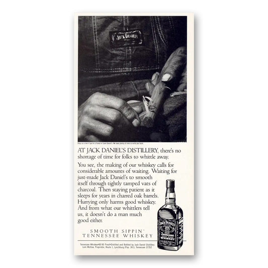 1987 Jack Daniels Folks To Whittle Away Vintage Magazine Print Ad