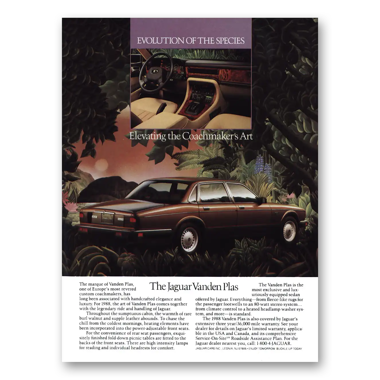 1987 Jaguar Vanden Plas Evolution of the Species Vintage Magazine Print Ad