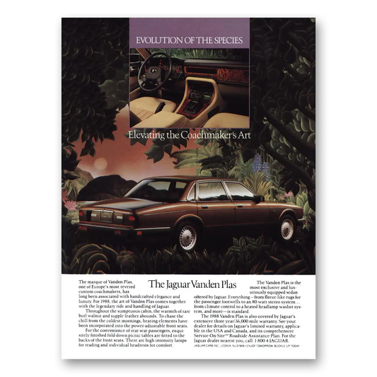 1987 Jaguar Vanden Plas Evolution of the Species Vintage Magazine Print Ad