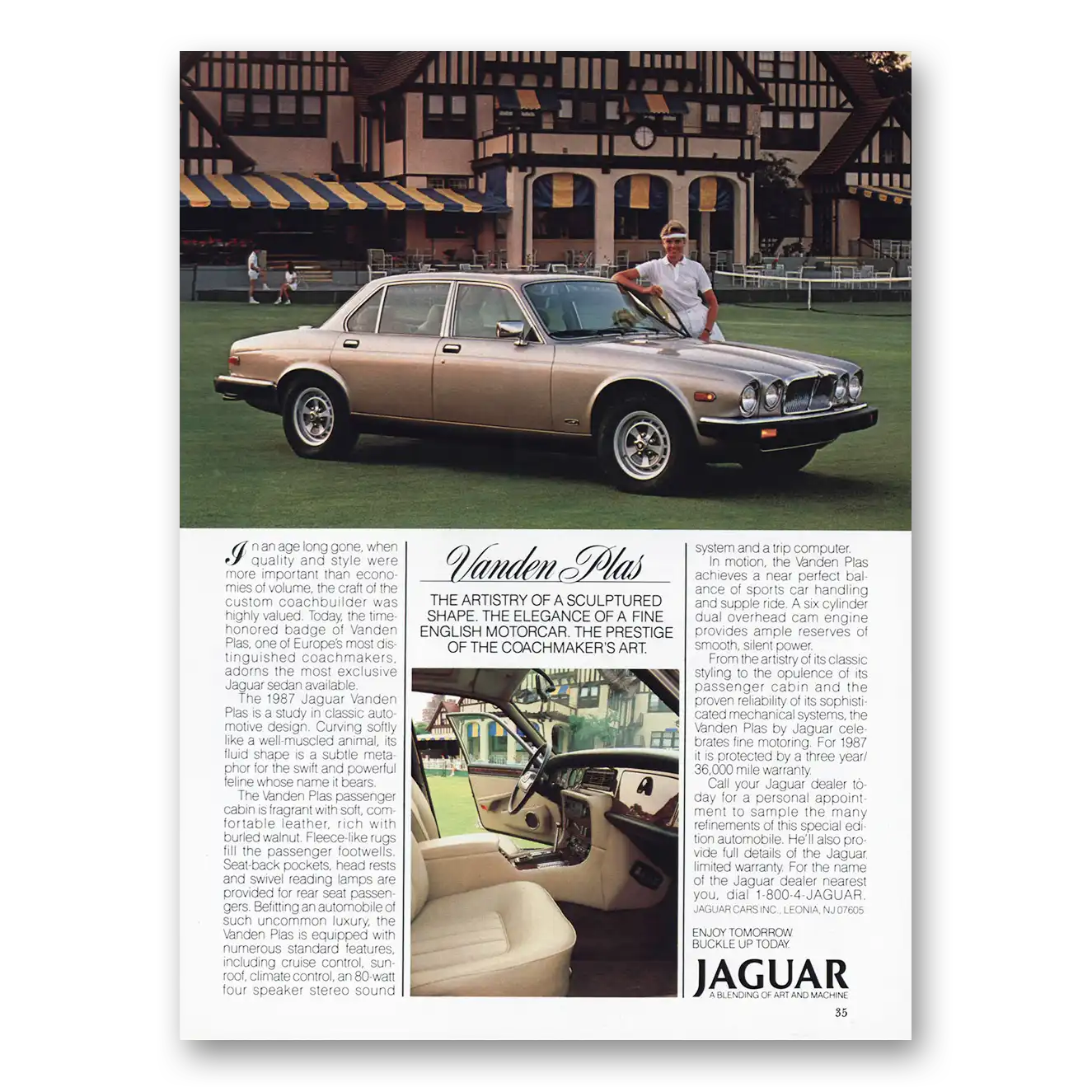 1987 Jaguar Vanden Plas Sculptured Shape Vintage Magazine Print Ad