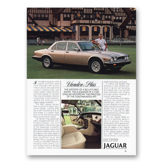 1987 Jaguar Vanden Plas Sculptured Shape Vintage Magazine Print Ad