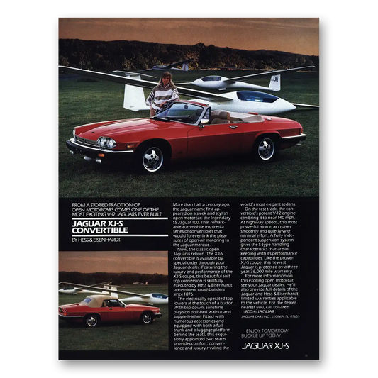 1987 Jaguar XJS Convertible Glider Planes Vintage Magazine Print Ad