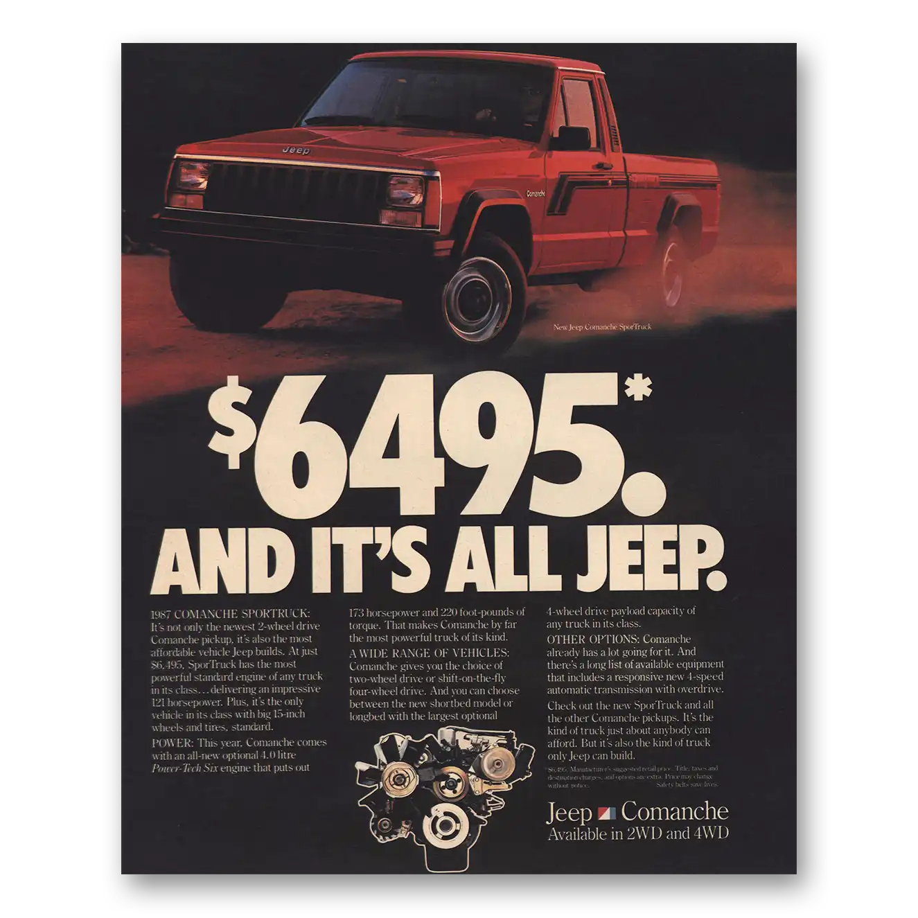 1986 Jeep Comanche All Jeep Vintage Magazine Print Ad