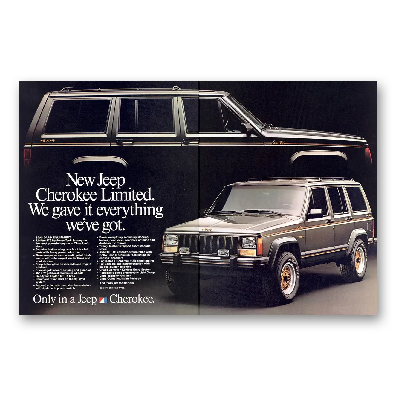 1987 Jeep Cherokee Limited We Gave It Everything We've Got Vintage Magazine Print Ad