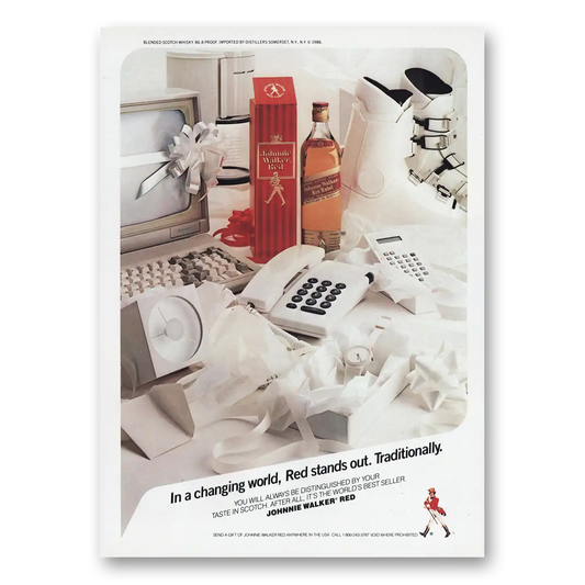 1987 Johnnie Walker Red Label In Changing World Red Stands Out Vintage Magazine Print Ad