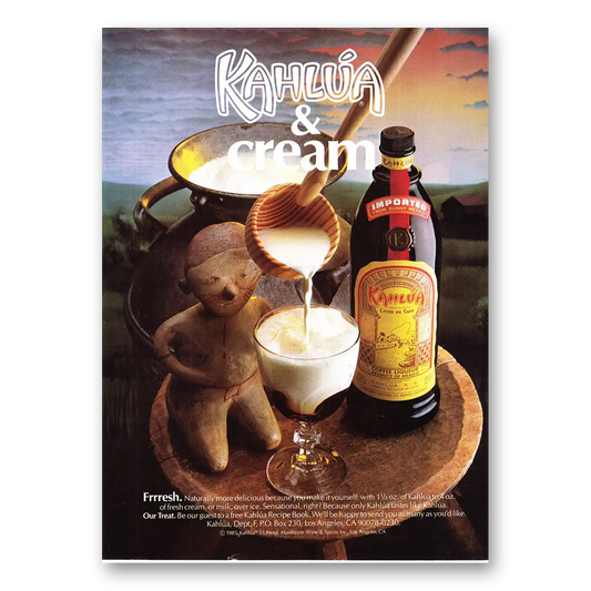 1987 Kahlua Cream Frrresh Vintage Magazine Print Ad