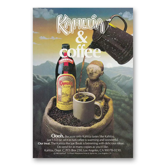 1986 Kahlua Kahlua & Coffee Beans Vintage Magazine Print Ad