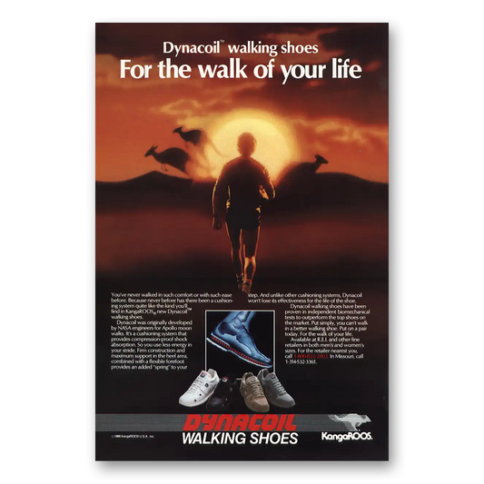 1987 Dynacoil Walking Shoes For the Walk of Your Life Vintage Magazine Print Ad