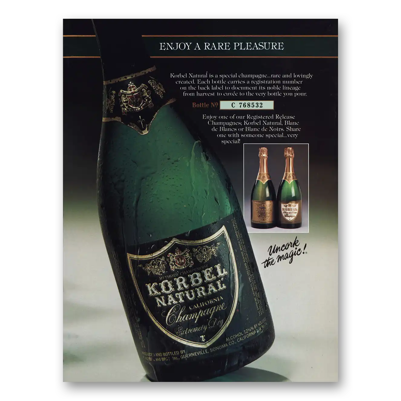 1987 Korbel Champagne Rare Pleasure Vintage Magazine Print Ad