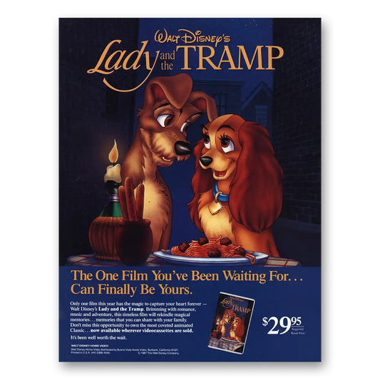 1987 Lady and the Tramp Promo Can Finally Be Yours Vintage Magazine Print Ad